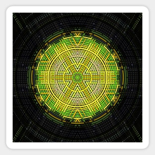 Weave Mandala Green and Yellow Sticker